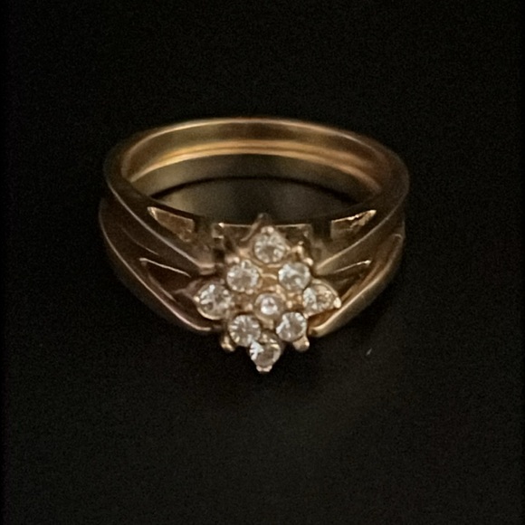 Vintage Art Deco 14k Gold Plated Amethyst Gemstone Cubic Zirconia Flip Ring - Picture 14 of 14